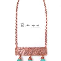 Natural Turquoise & Copper Statement Necklace - Bold Boho Chic Jewelry
