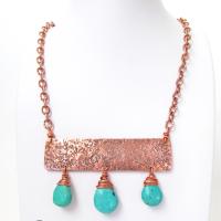 Natural Turquoise & Copper Statement Necklace - Bold Boho Chic Jewelry