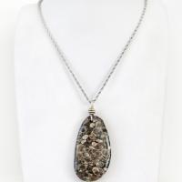 Turritella Fossil Stone Pendant Necklace - One of Kind Earthy Natural Fossil Jewelry