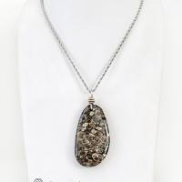 Turritella Fossil Stone Pendant Necklace - One of Kind Earthy Natural Fossil Jewelry