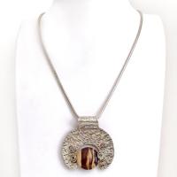 Zebra Jasper Sterling Silver Necklace - Unique Earthy Stone Jewelry