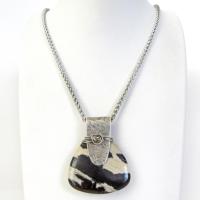 Brown Zebra Jasper Sterling Silver Necklace - Unique One of a Kind Earthy Natural Stone Jewelry