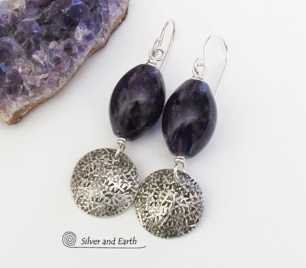 Purple Amethyst Sterling Silver Earrings - February Birthstone Jewelry