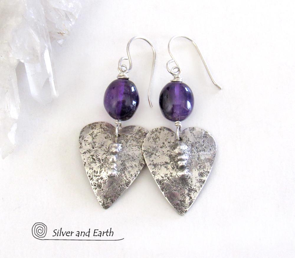 Sterling Silver Earrings with Amethyst Gemstones - February Birthstone Jewelry