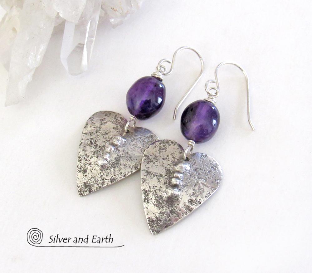 Sterling Silver Earrings with Amethyst Gemstones - February Birthstone Jewelry