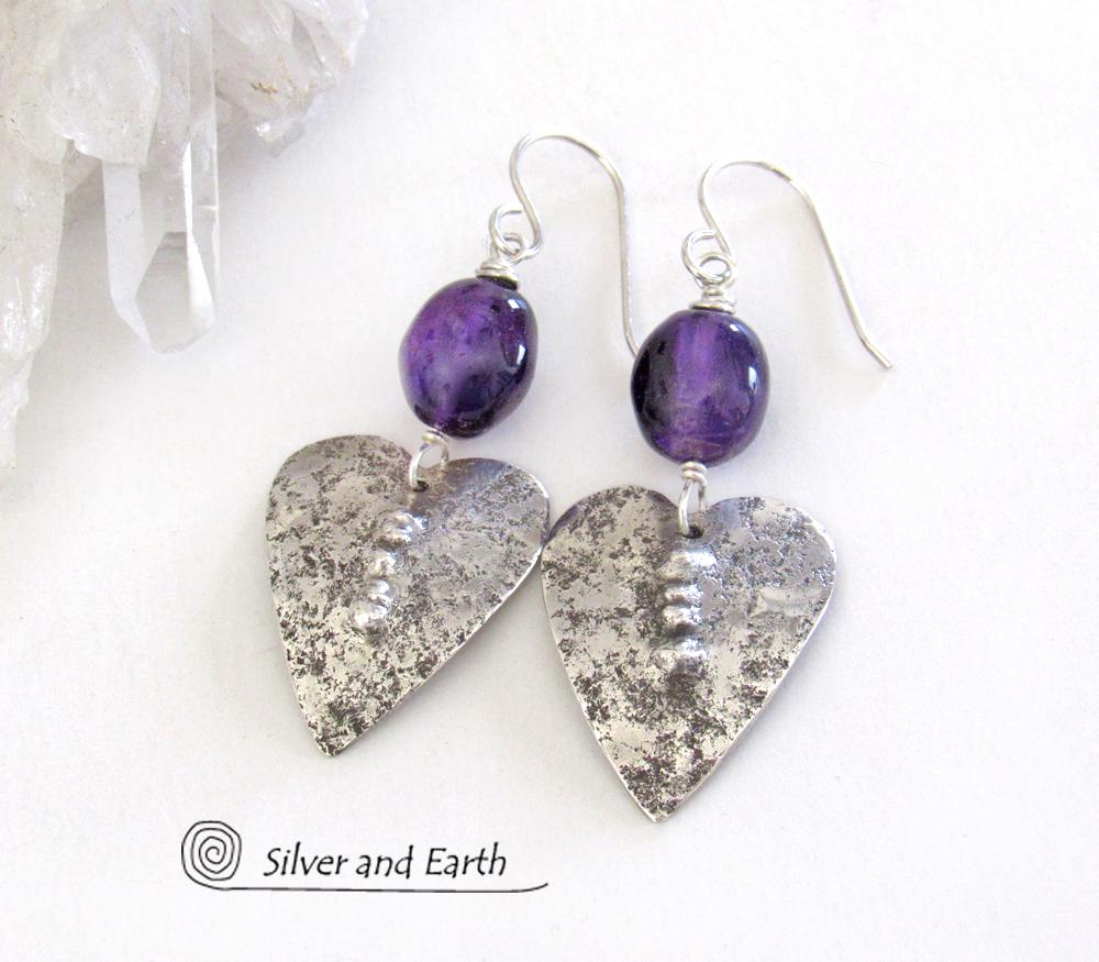 Sterling Silver Earrings with Amethyst Gemstones - February Birthstone Jewelry