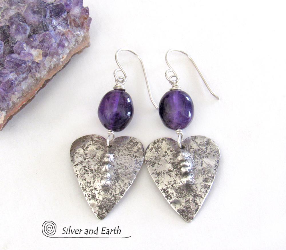 Sterling Silver Earrings with Amethyst Gemstones - February Birthstone Jewelry
