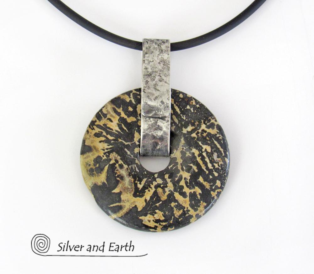 Artistic Jasper Sterling Silver Pendant Necklace - Unisex Jewelry for Men or Women