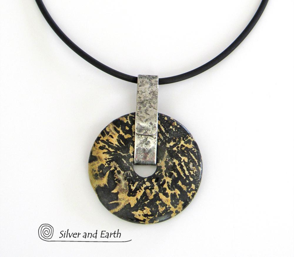 Artistic Jasper Sterling Silver Pendant Necklace - Unisex Jewelry for Men or Women