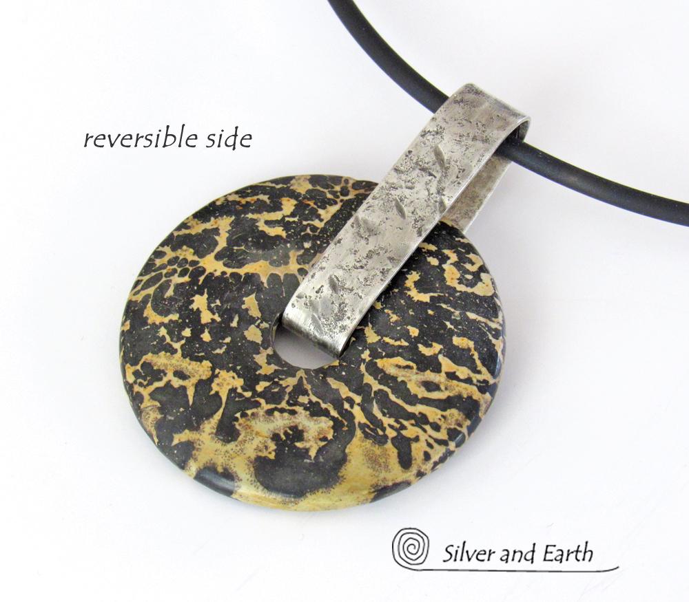 Artistic Jasper Sterling Silver Pendant Necklace - Unisex Jewelry for Men or Women