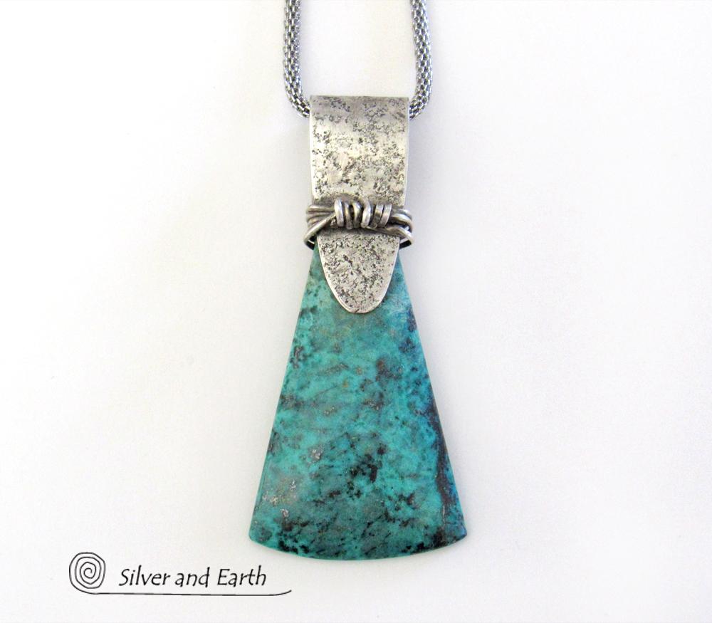 Chrysocolla Sterling Silver Necklace - Unique Silver & Stone Jewelry