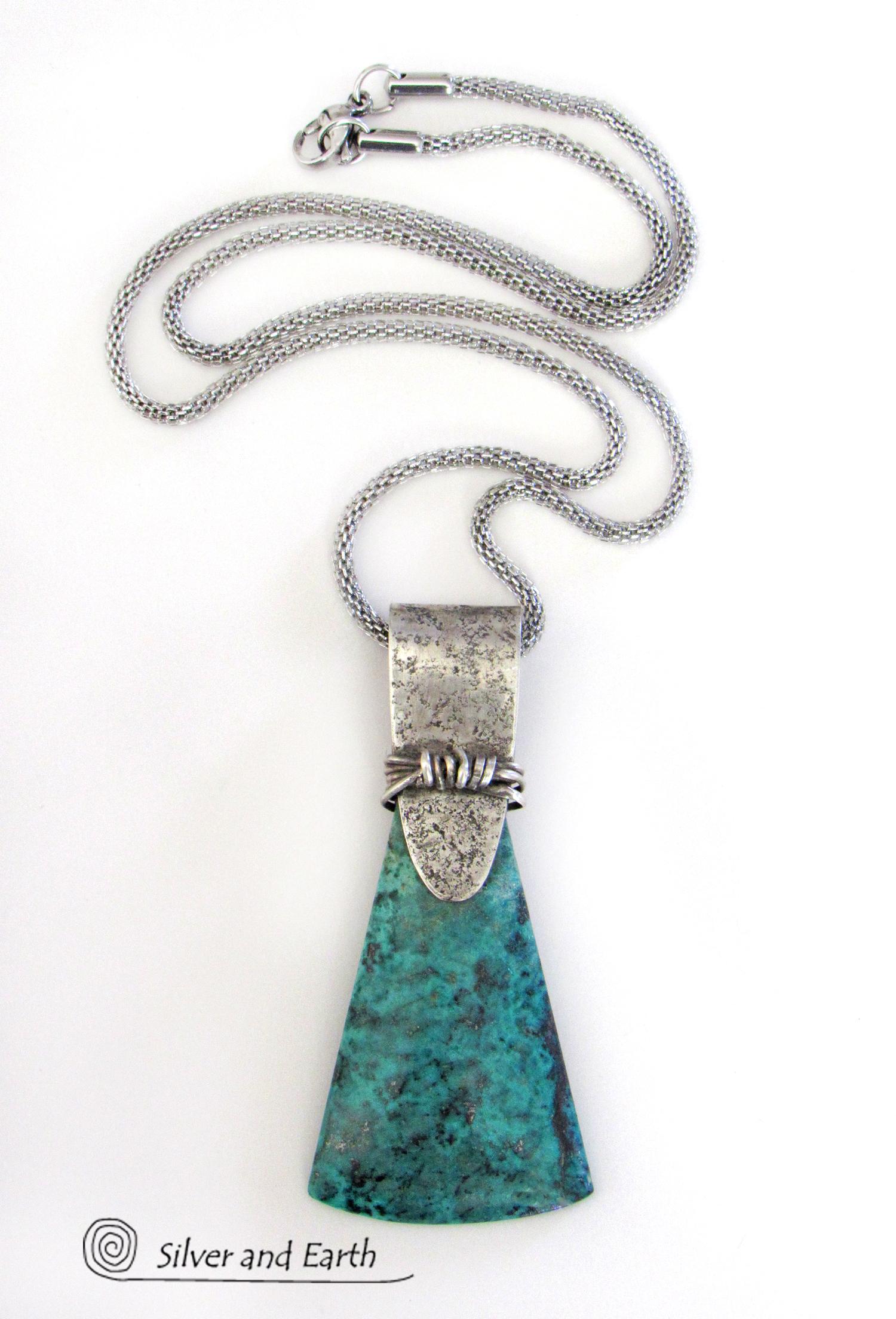 Chrysocolla Sterling Silver Necklace - Unique Silver & Stone Jewelry