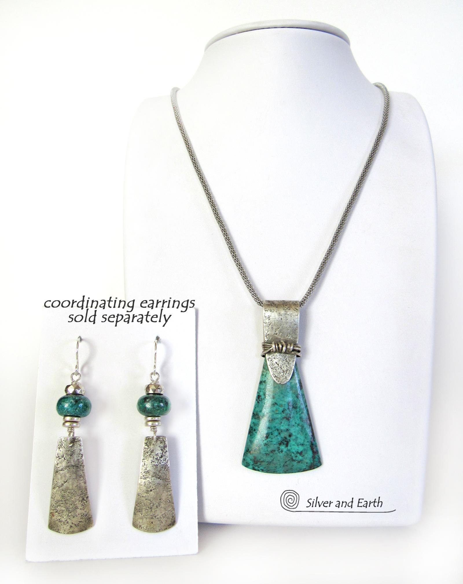 Chrysocolla Sterling Silver Necklace - Unique Silver & Stone Jewelry