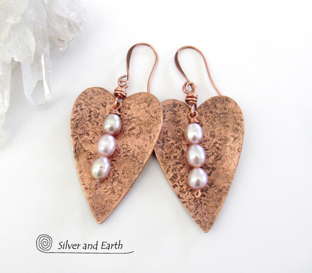 Copper heart hotsell earrings
