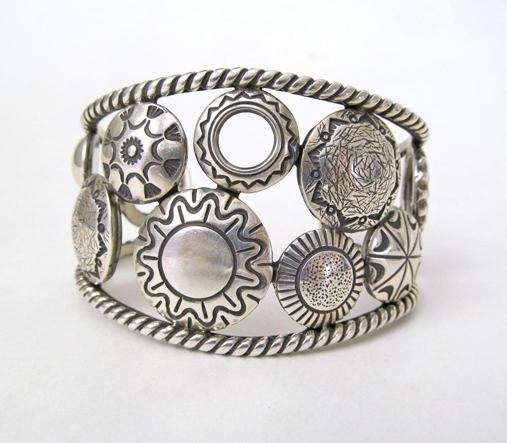 Sterling Silver Concho Cuff Bracelet - Mike Thompson Native American Jewelry