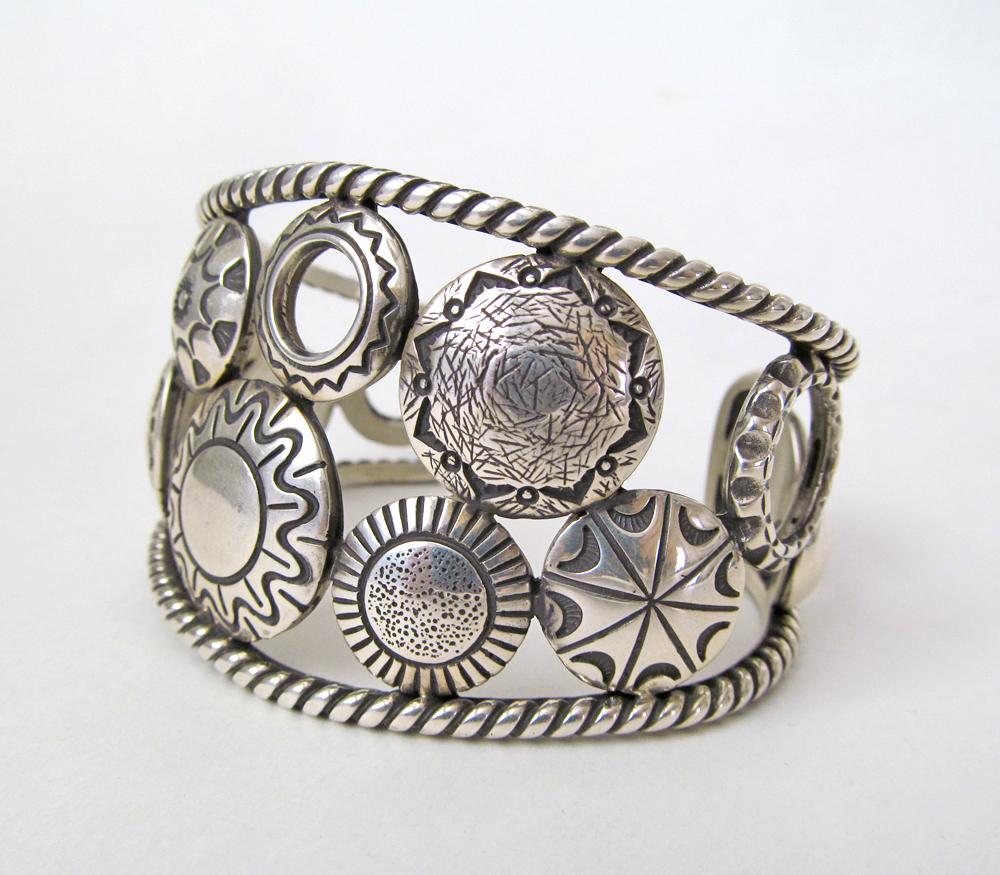 Sterling Silver Concho Cuff Bracelet - Mike Thompson Native American Jewelry