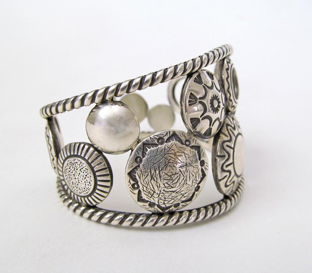 Sterling Silver Concho Cuff Bracelet - Mike Thompson Native American Jewelry