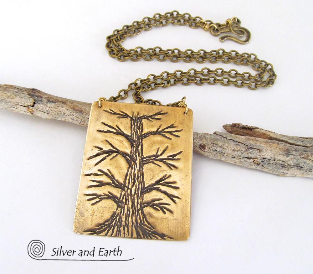 Handcrafted Brass Tree Necklace - Tree of Life Nature Jewelry