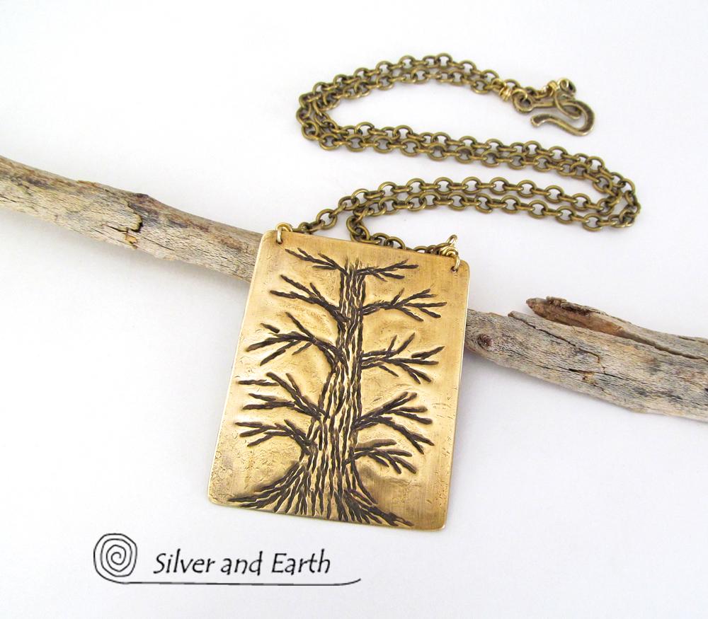 Handcrafted Brass Tree Necklace - Tree of Life Nature Jewelry