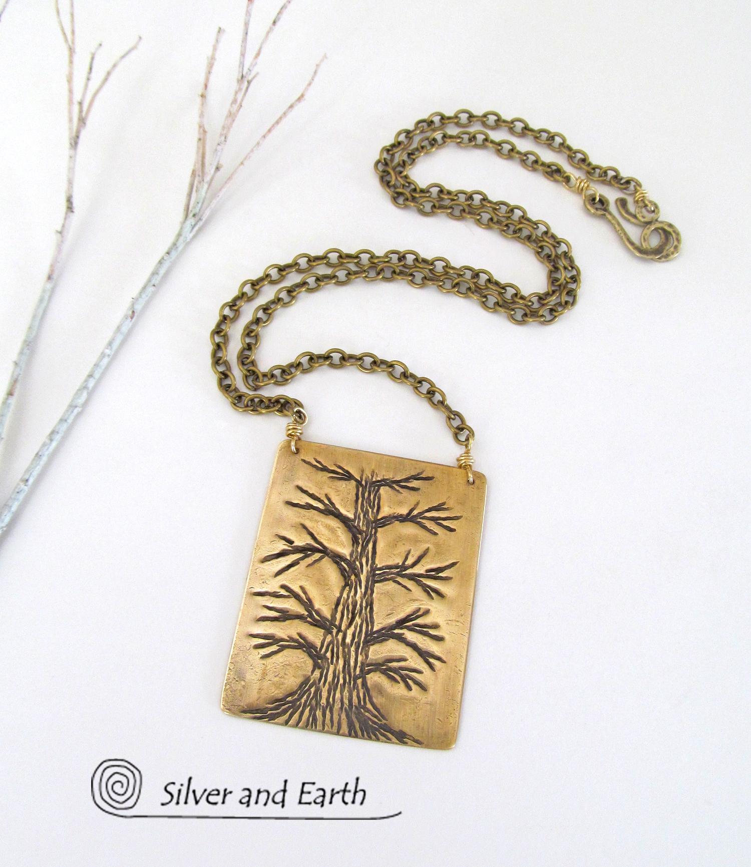 Handcrafted Brass Tree Necklace - Tree of Life Nature Jewelry