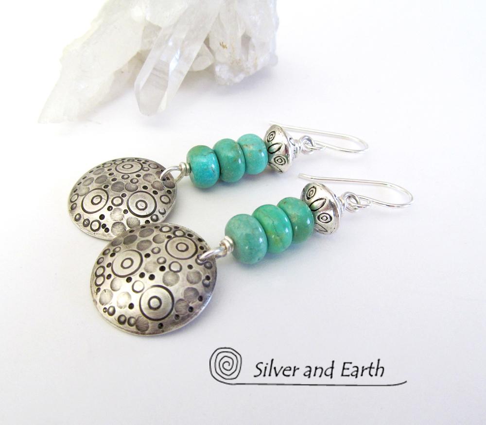 Sterling Silver & Turquoise Earrings - Unique Handmade Southwest Style Jewelry