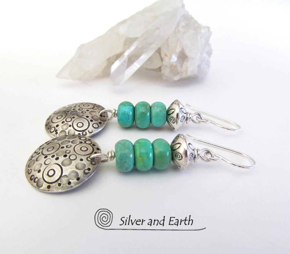 Sterling Silver & Turquoise Earrings - Unique Handmade Southwest Style Jewelry