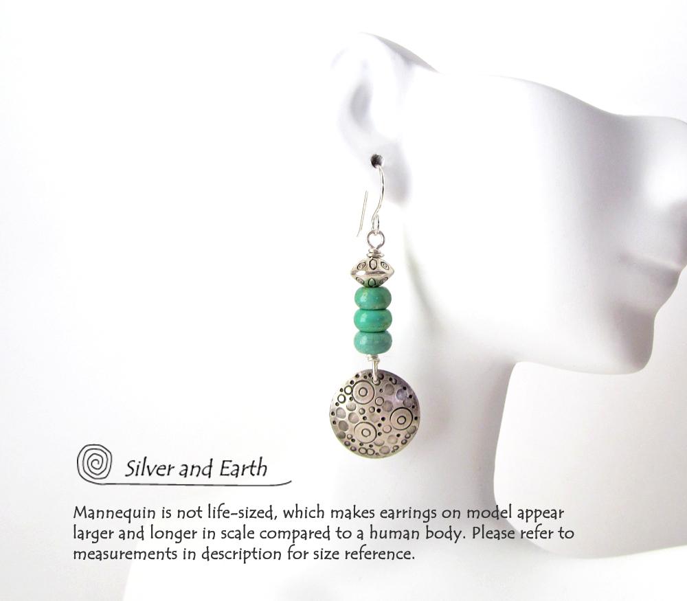 Sterling Silver & Turquoise Earrings - Unique Handmade Southwest Style Jewelry