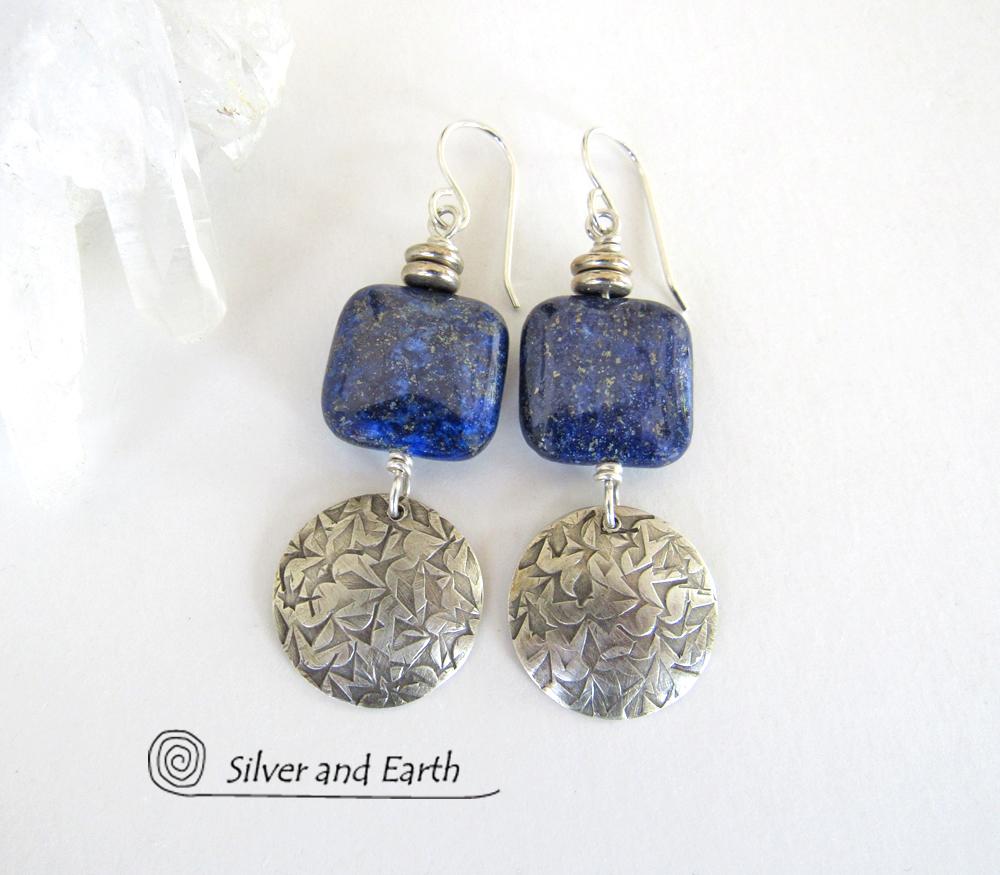 Sterling Silver & Lapis Earrings  - Blue Lapis Lazuli & Silver Jewelry