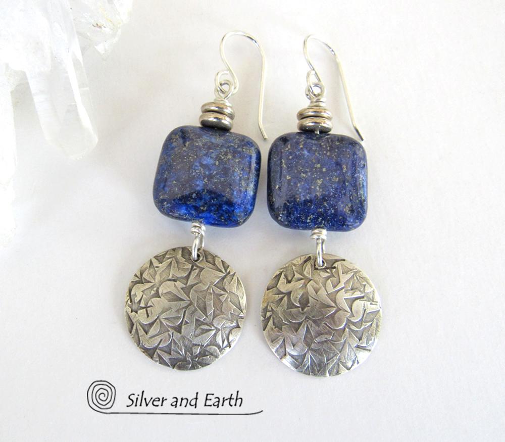 Sterling Silver & Lapis Earrings  - Blue Lapis Lazuli & Silver Jewelry