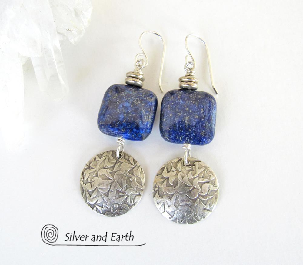 Sterling Silver & Lapis Earrings  - Blue Lapis Lazuli & Silver Jewelry