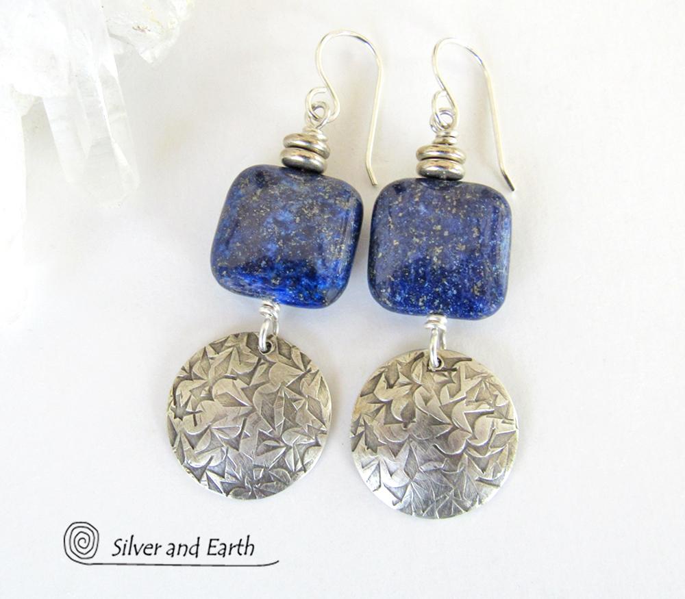 Sterling Silver & Lapis Earrings  - Blue Lapis Lazuli & Silver Jewelry