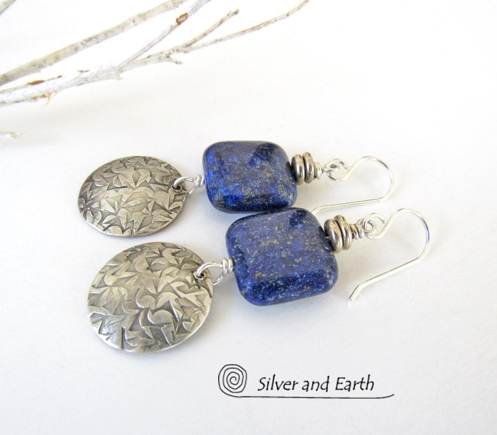 Sterling Silver & Lapis Earrings  - Blue Lapis Lazuli & Silver Jewelry