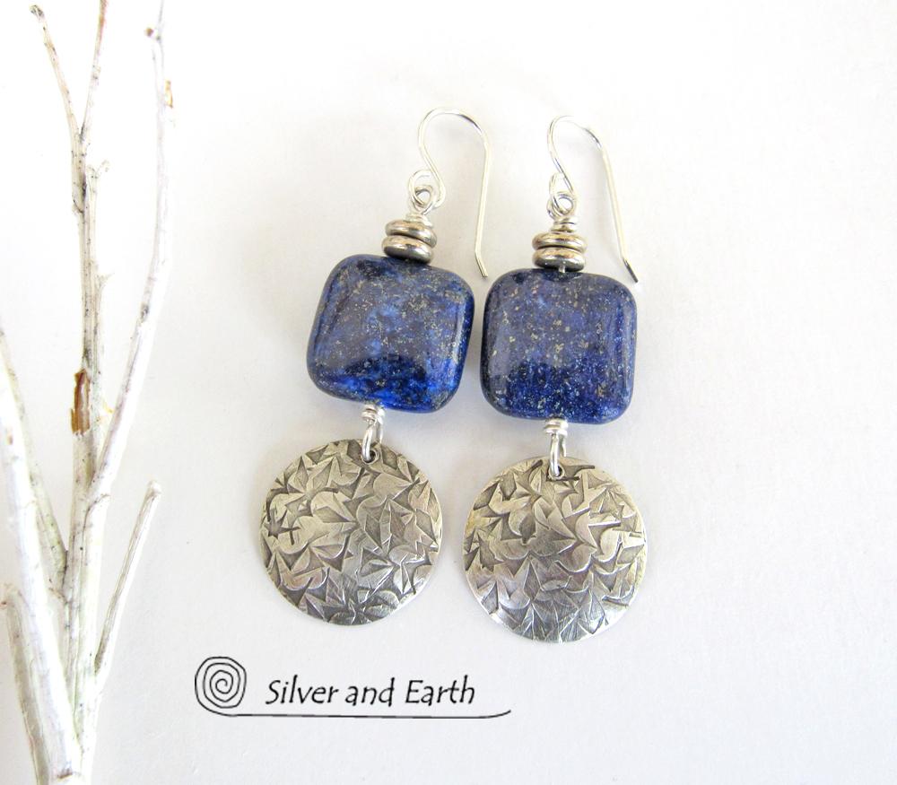 Sterling Silver & Lapis Earrings  - Blue Lapis Lazuli & Silver Jewelry