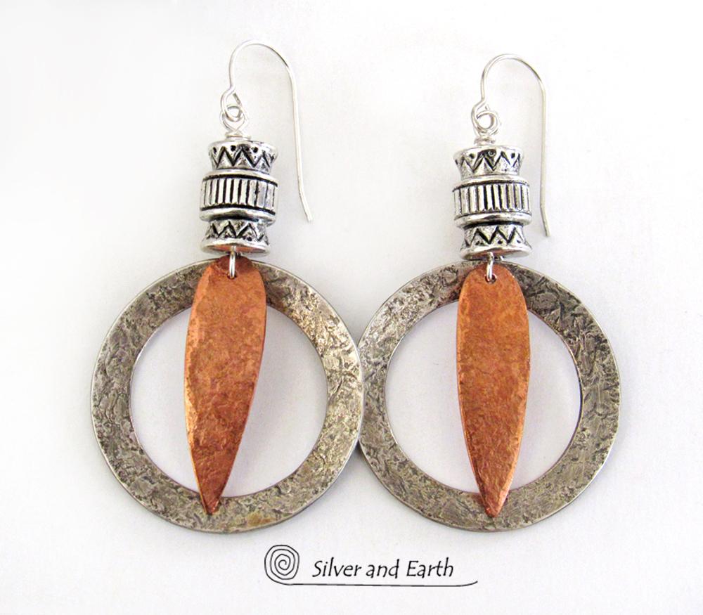 Boho silver outlet hoop earrings