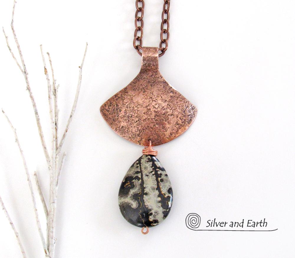 Paintbrush Jasper Copper Necklace - Earthy Natural Stone Jewelry