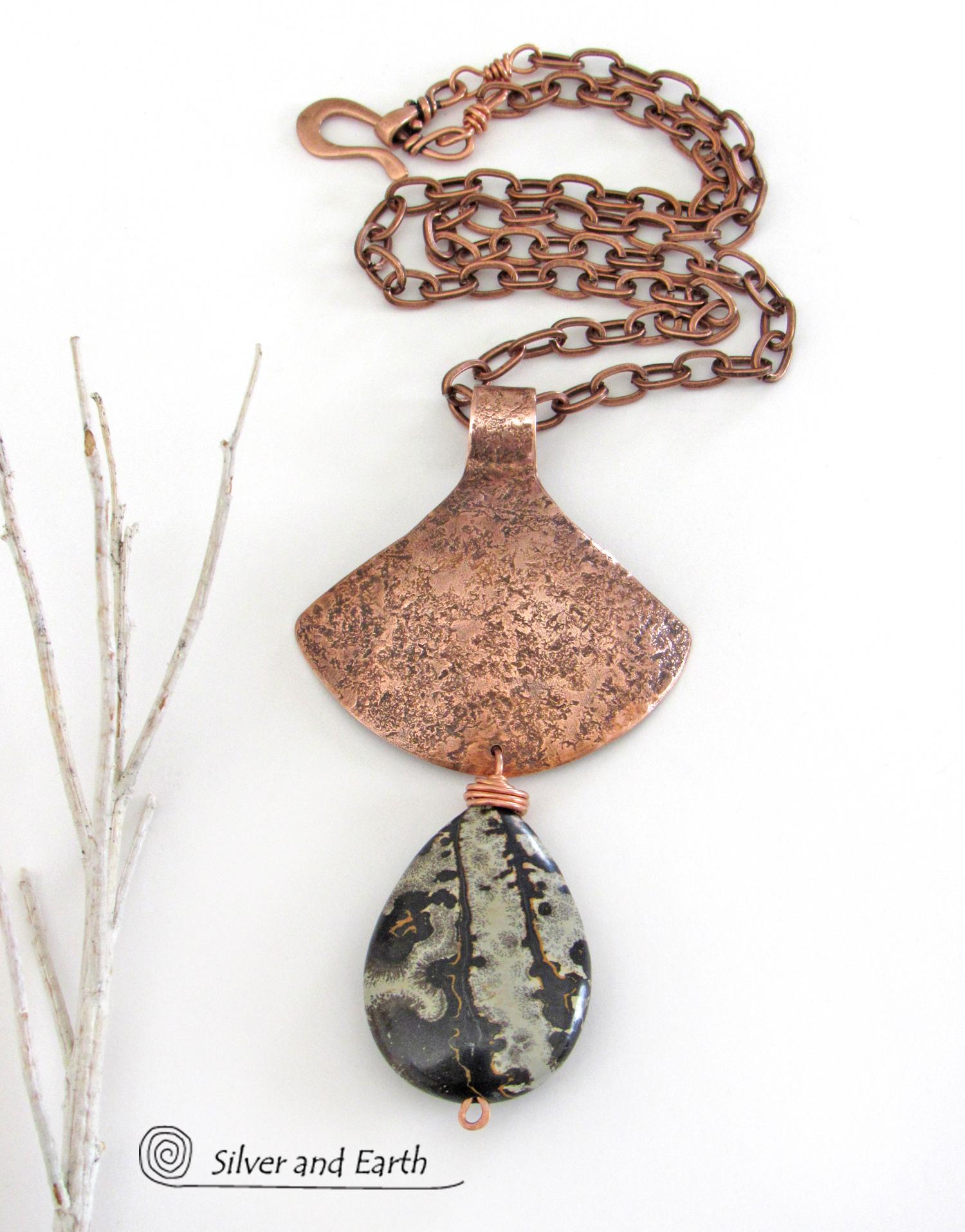 Paintbrush Jasper Copper Necklace - Earthy Natural Stone Jewelry