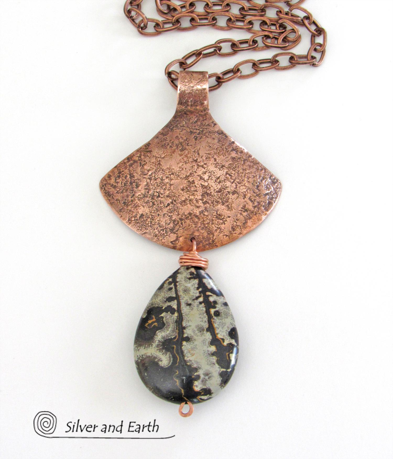 Paintbrush Jasper Copper Necklace - Earthy Natural Stone Jewelry