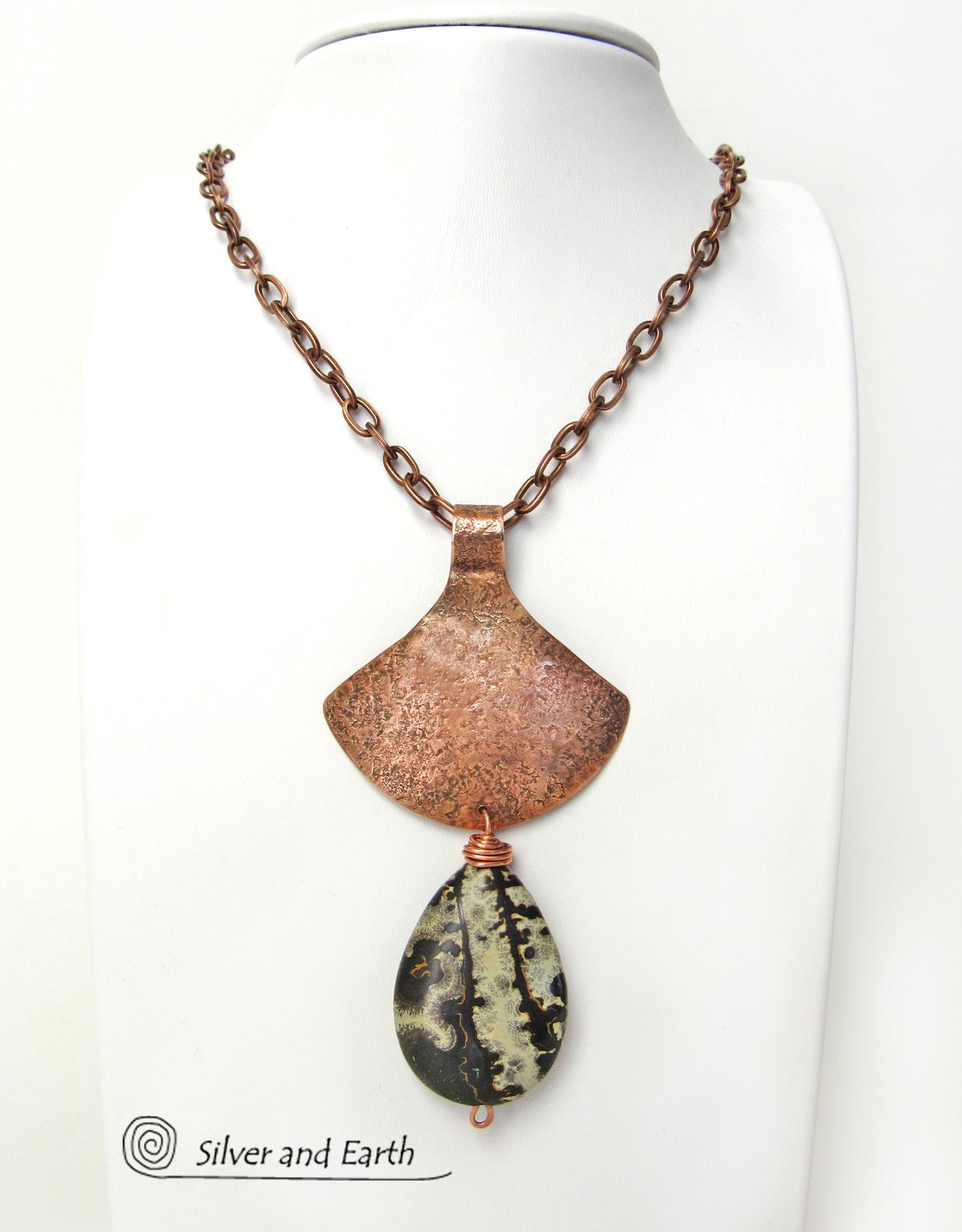 Paintbrush Jasper Copper Necklace - Earthy Natural Stone Jewelry