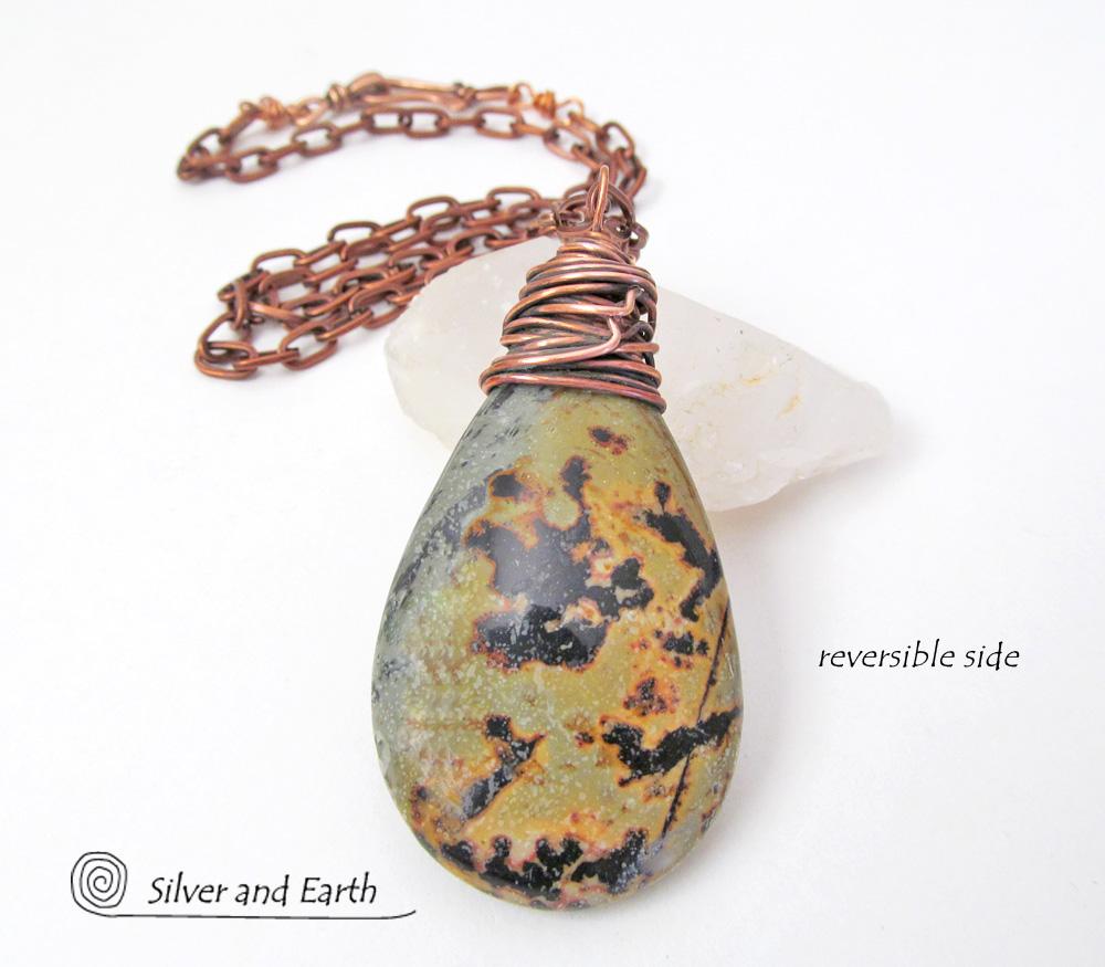 Paintbrush Jasper Necklace - Wire Wrapped Stone Jewelry