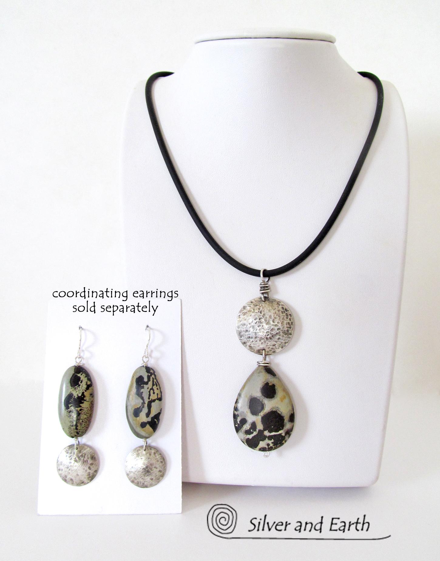 Paintbrush Jasper Sterling Silver Necklace - Natural Stone Jewelry