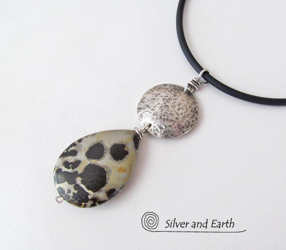 Paintbrush Jasper Sterling Silver Necklace - Natural Stone Jewelry