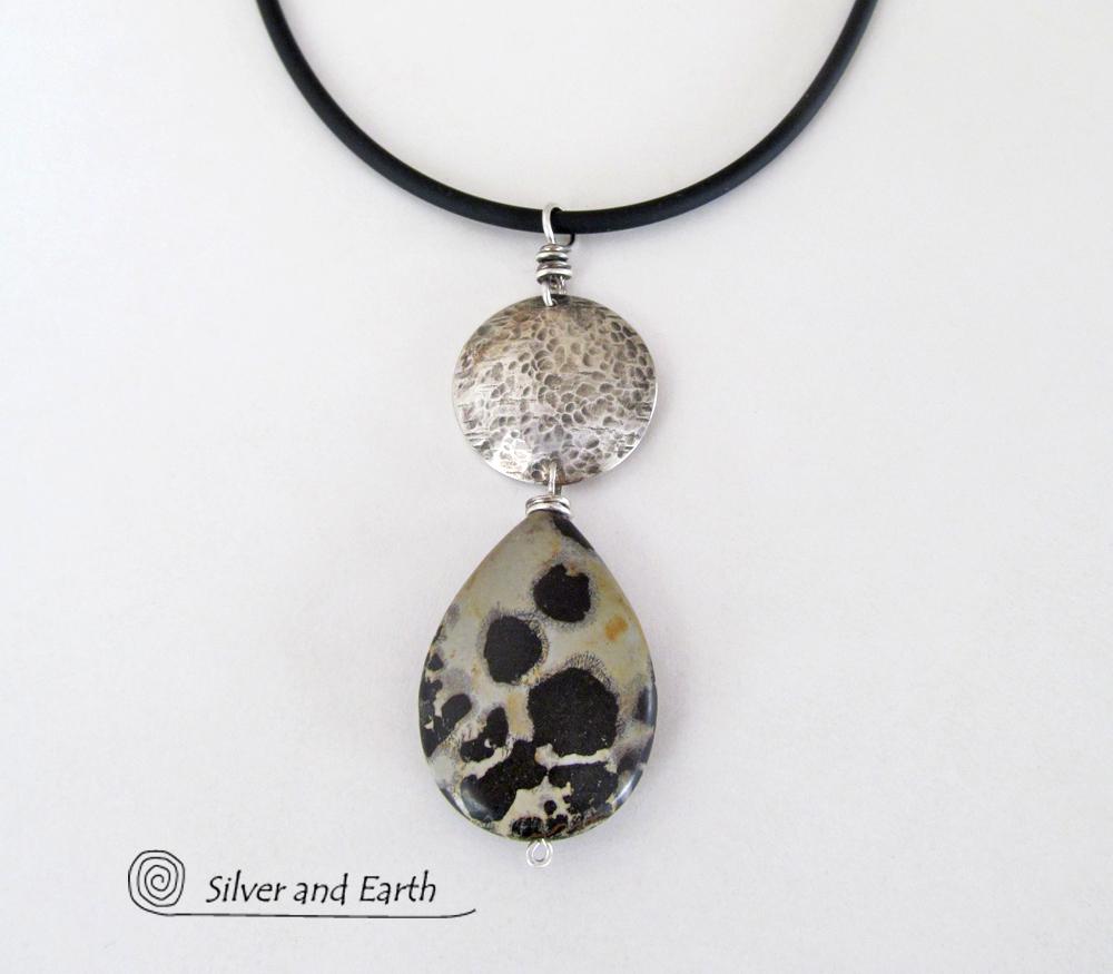 Paintbrush Jasper Sterling Silver Necklace - Natural Stone Jewelry