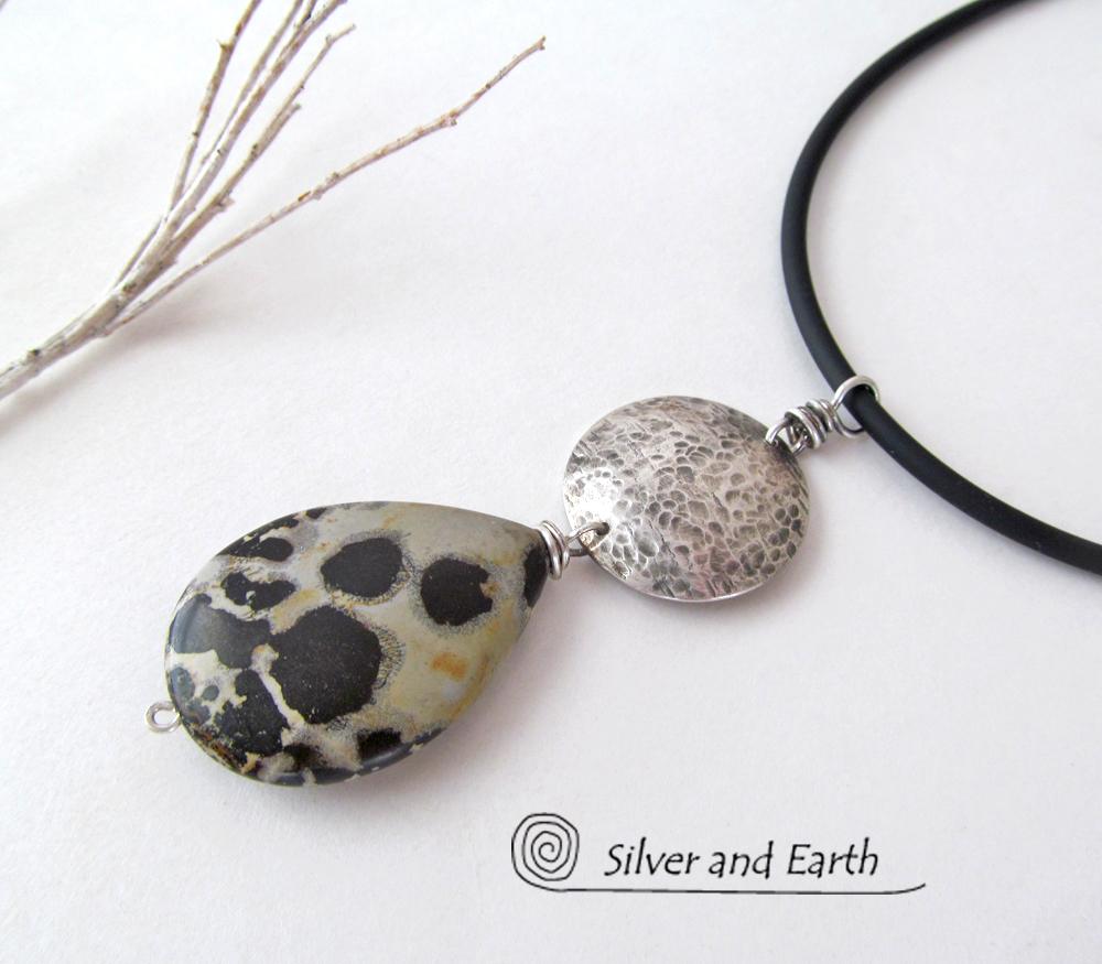 Paintbrush Jasper Sterling Silver Necklace - Natural Stone Jewelry
