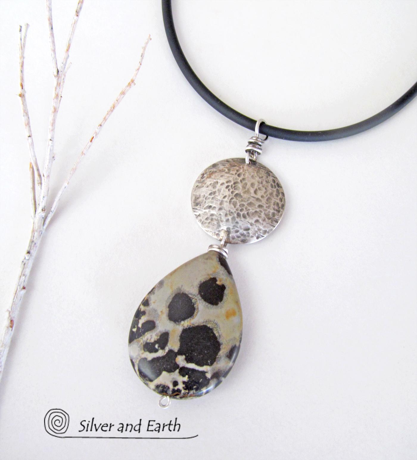 Paintbrush Jasper Sterling Silver Necklace - Natural Stone Jewelry