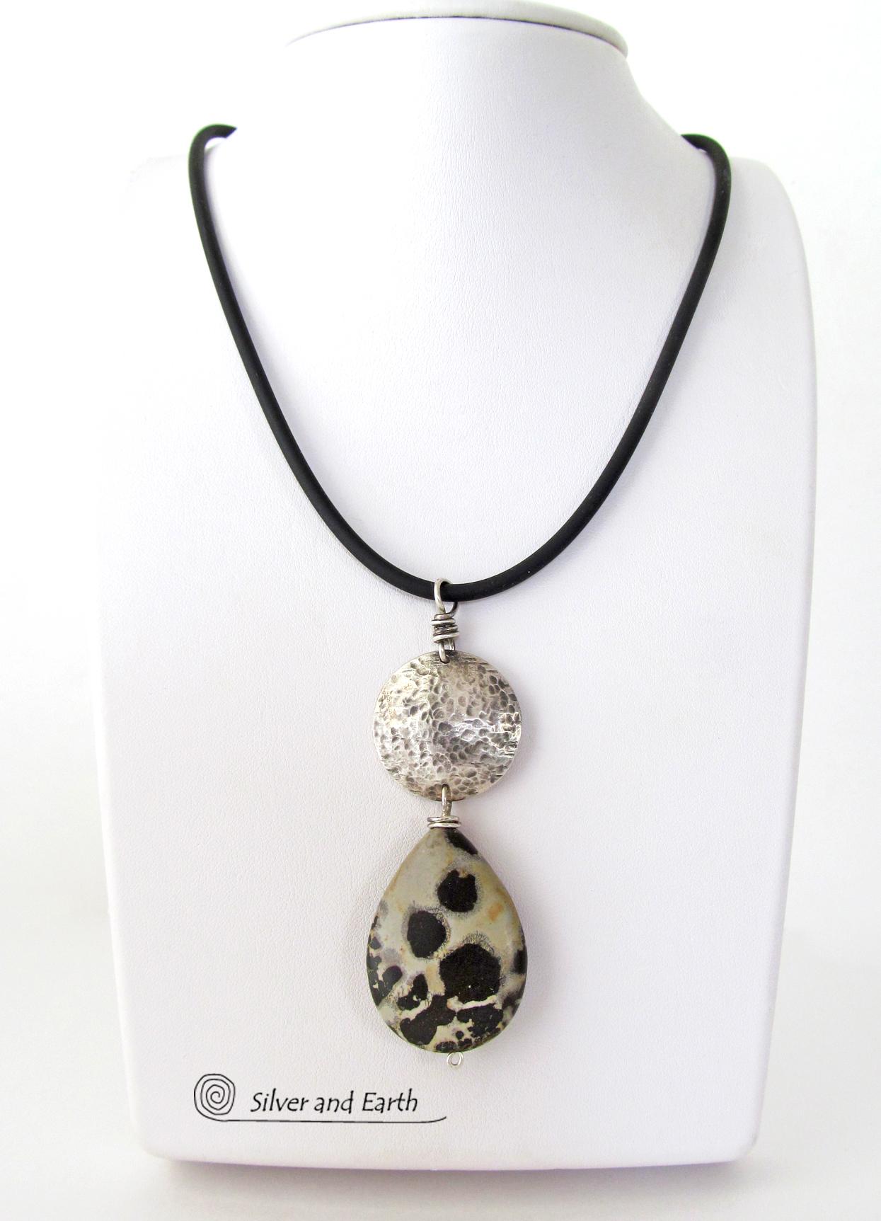 Paintbrush Jasper Sterling Silver Necklace - Natural Stone Jewelry