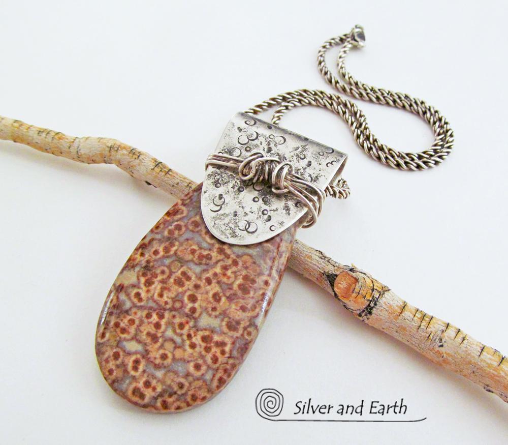 Birdseye Rhyolite Sterling Silver Necklace - Unique Natural Stone Jewelry