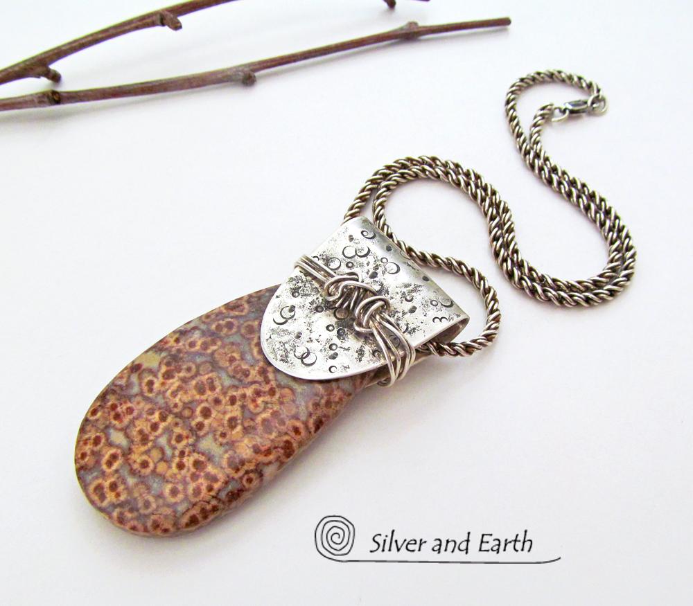 Birdseye Rhyolite Sterling Silver Necklace - Unique Natural Stone Jewelry
