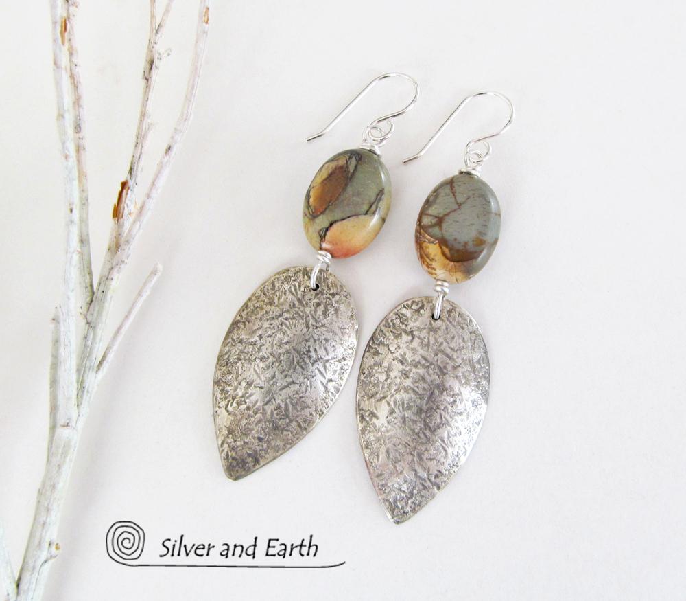 Picasso Jasper Sterling Silver Earrings - Natural Stone & Silver Jewelry