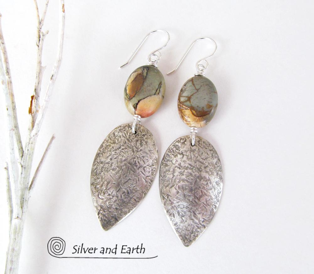 Picasso Jasper Sterling Silver Earrings - Natural Stone & Silver Jewelry