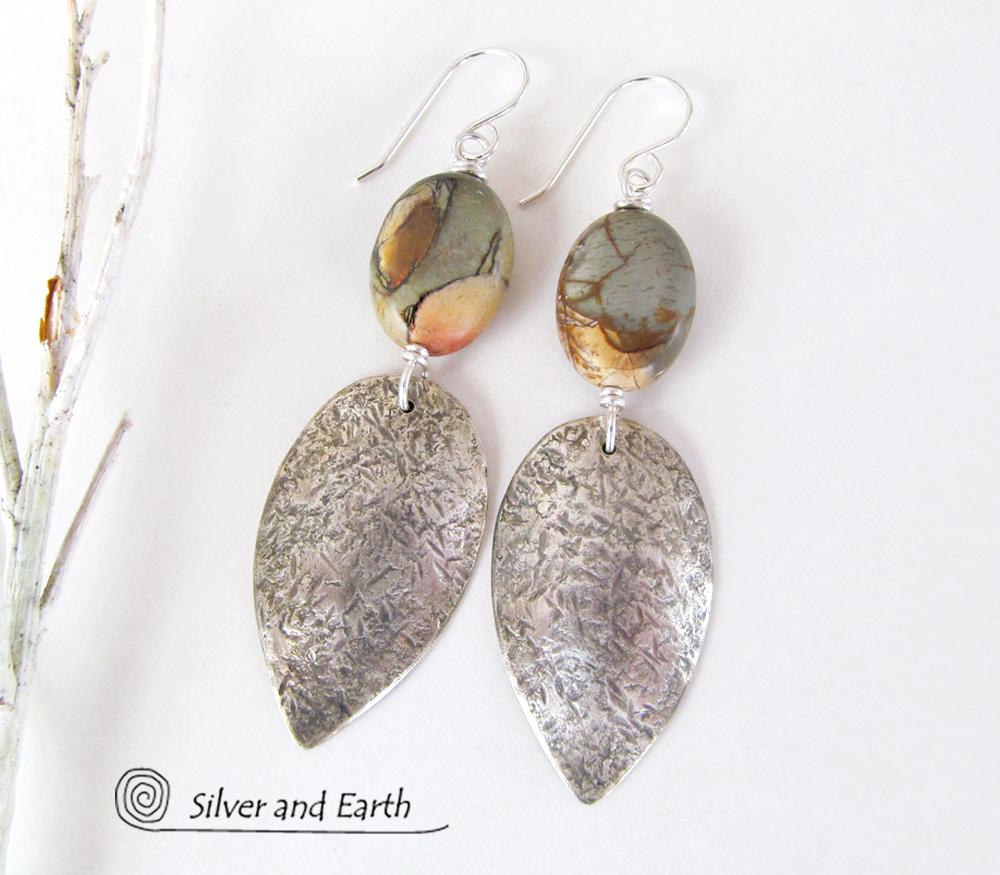 Picasso Jasper Sterling Silver Earrings - Natural Stone & Silver Jewelry